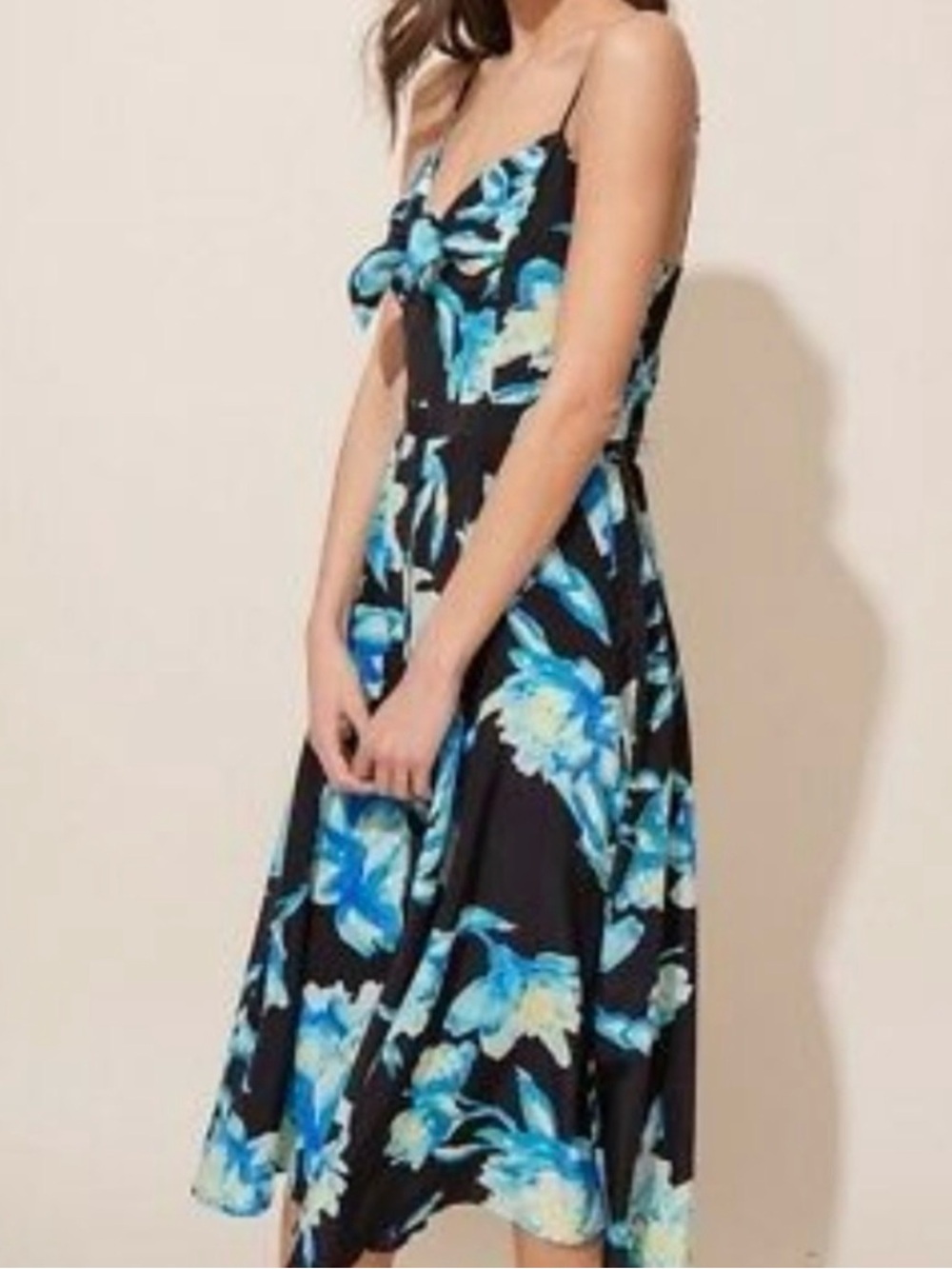 Yumi Kim Monet Lotus Pretty Woman Floral Midi Silk Dress S